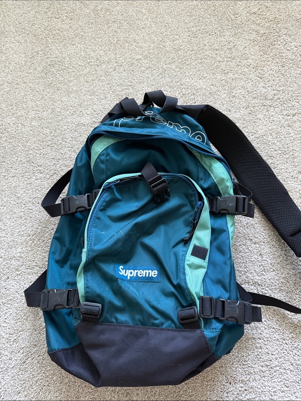 Supreme Teal and Mint Panel Backpack
